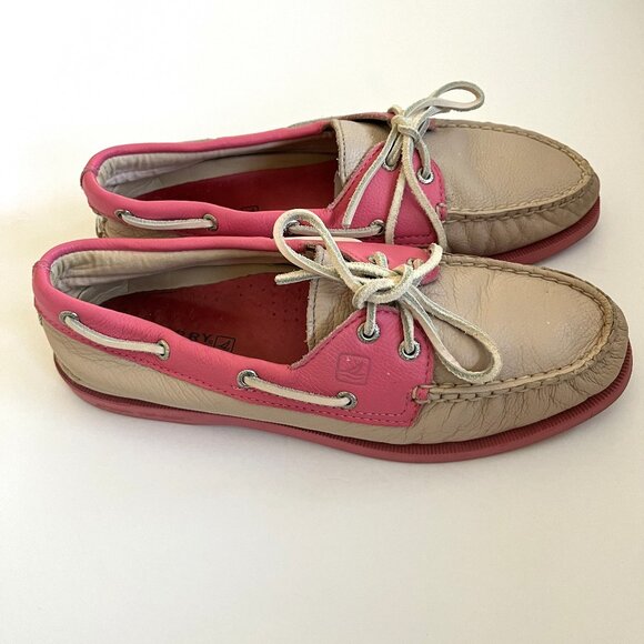 Women's Sperry Top-Sider Pink And Beige Boat Shoes Loafers Size 8.5M - Picture 1 of 8